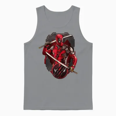 Marvel Studios Deadpool & Wolverine Merc with Katanas T-Shirt, Black Unisex Tank Top - Sport Grey