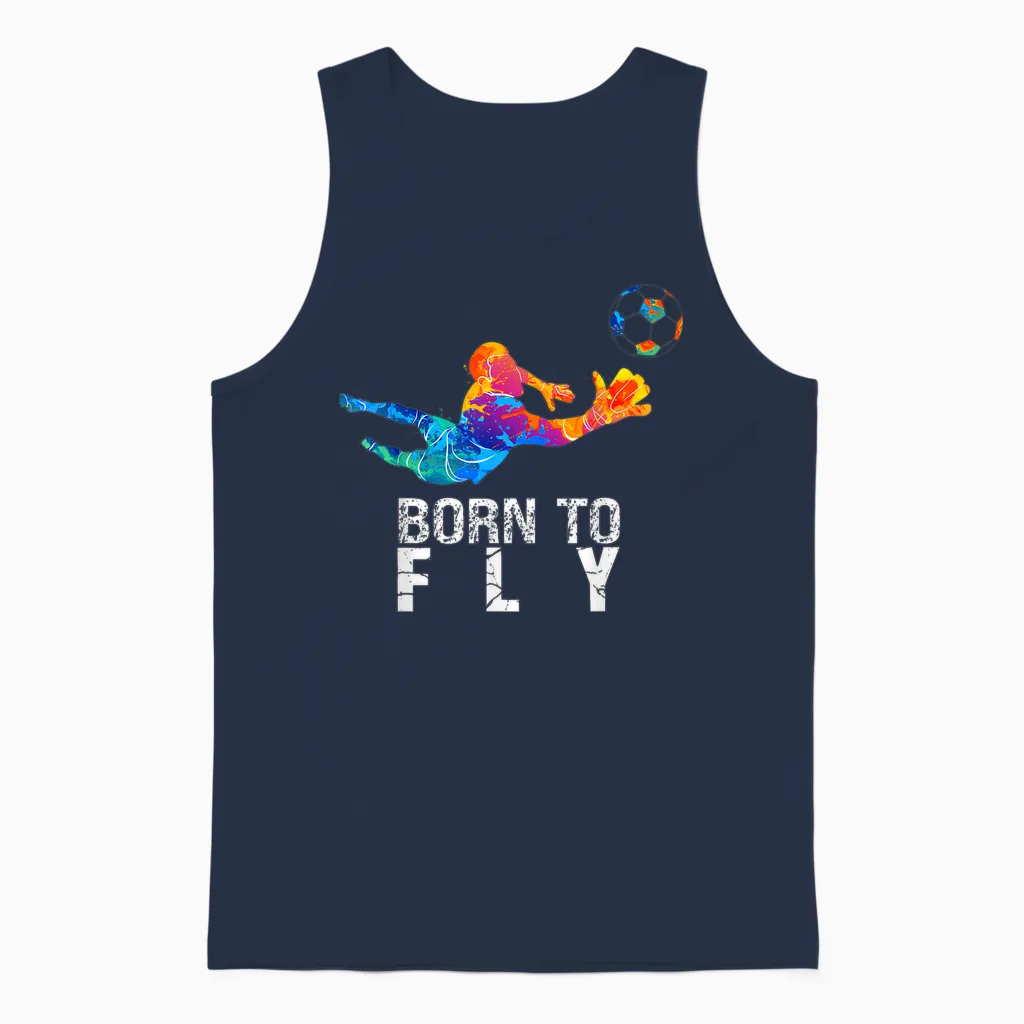 Born to Fly Torwart Fußball Lustige Torhüter Unisex Tank Top in Navy