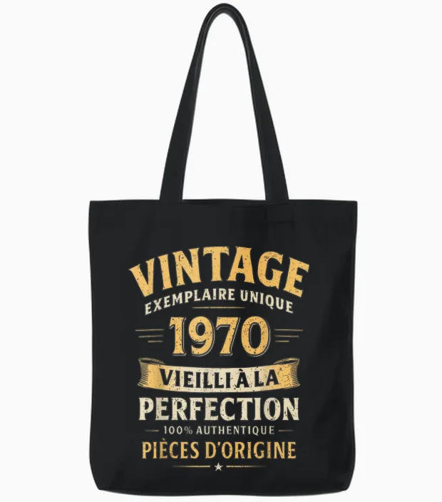 Birthday Gift 56 Years Funny Vintage 1970 56 Years Man Tote Bags in Black