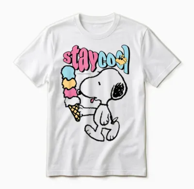 Peanuts - Snoopy Mit Eis Bleib Cool Unisex T-Shirt - White