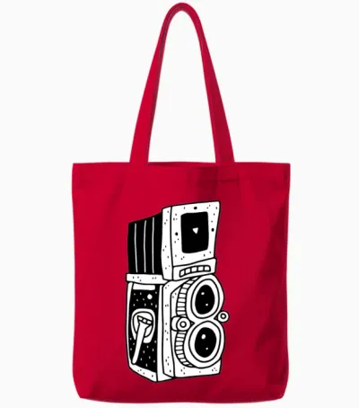 Retro Camera Tote Bags - Red