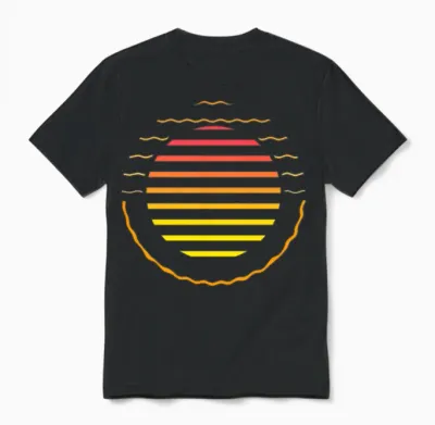 Retro Sunset Style 80s Unisex T-Shirt - Black