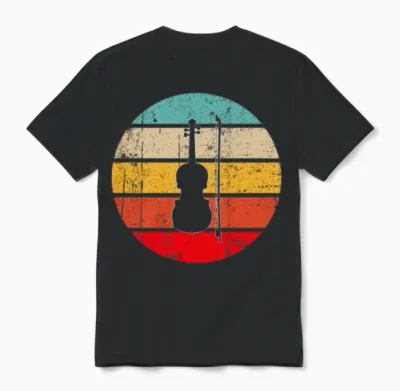 Violin Retro Unisex T-Shirt - Black