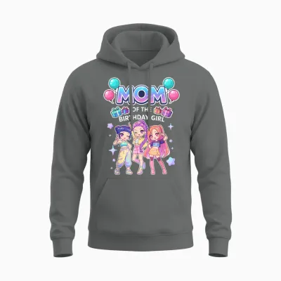 Mom of the Birthday Girl Cute Chibi Kpop Funny Korean Pop Unisex Hoodie - Graphite Heather