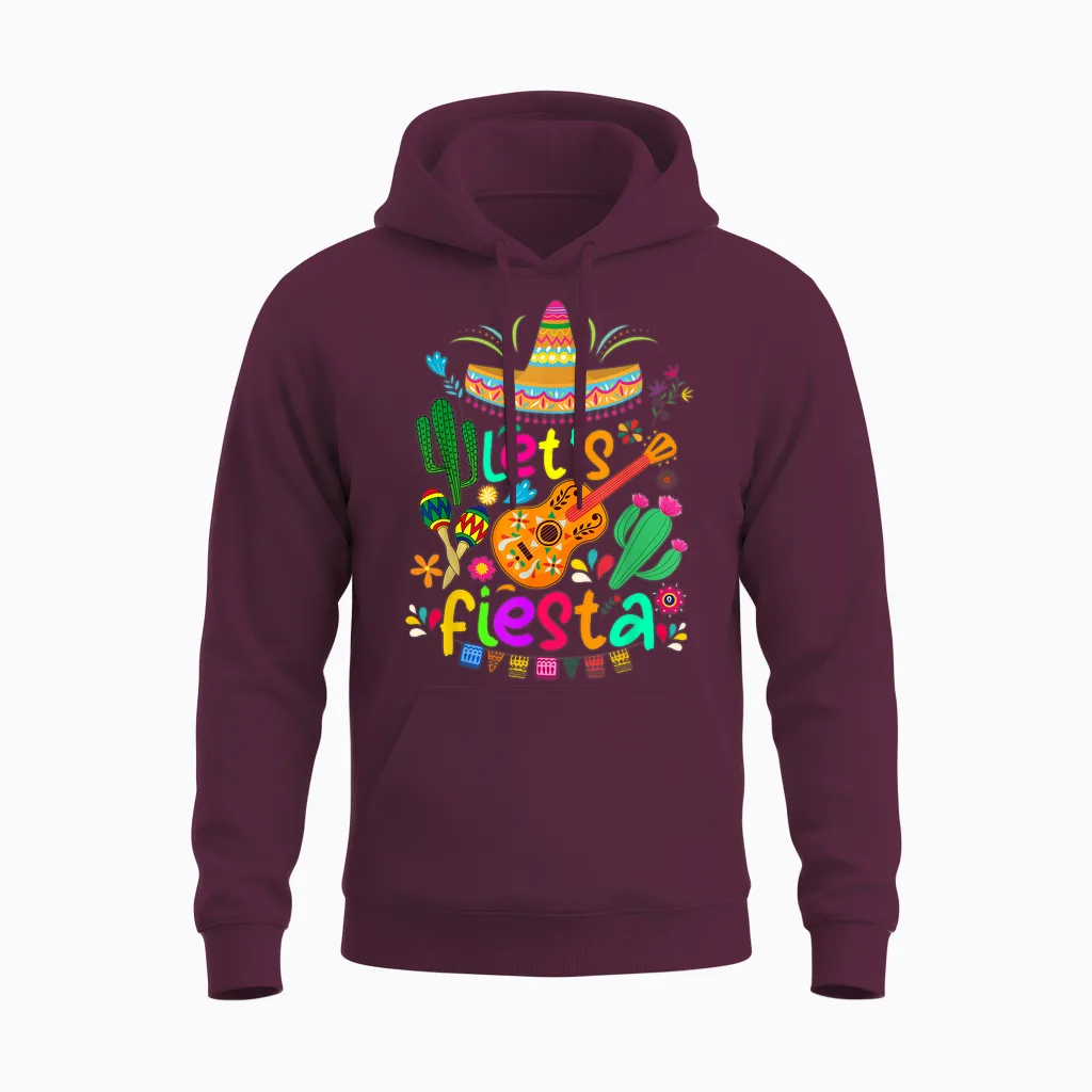 Cinco De Mayo Mexican Cactus Shirt Lets Fiesta Party T-Shirt, Black, S Unisex Hoodie in Maroon