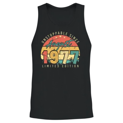 1977 August Retro Unisex Tank Top - Black