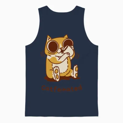 Catfeinated Unisex Tank Top - Navy
