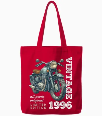 Vintage 1996 30 Years Vintage Motorcycle 30th Birthday Tote Bags - Red