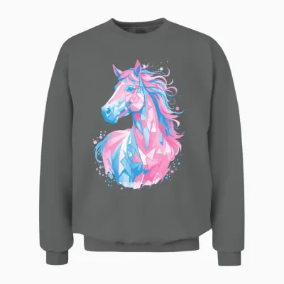 Sweet Horse Design - Colorful Horse Silhouette Unisex Sweatshirt - Graphite Heather