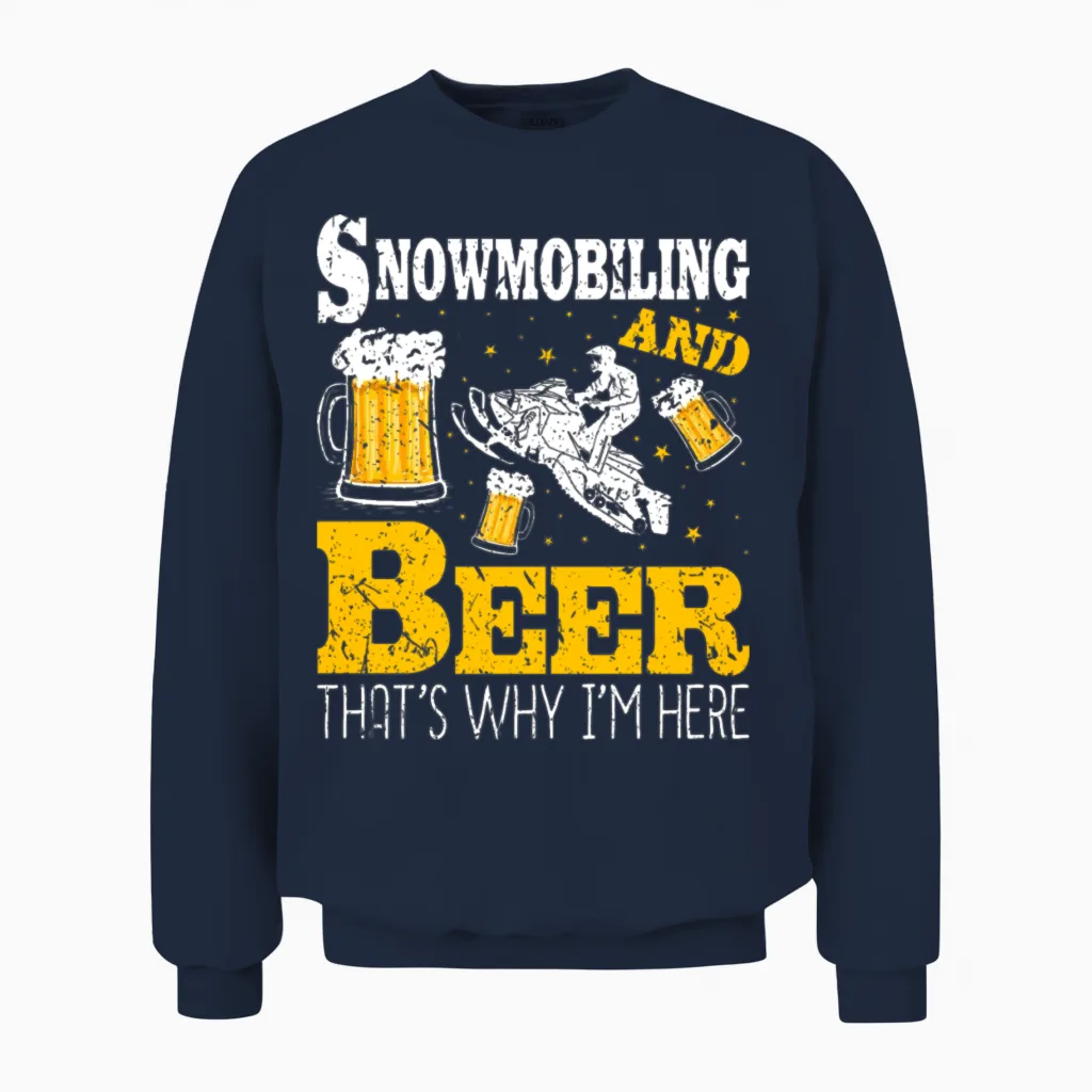 Snowmobiling Motor Sled Winter Sport Unisex Sweatshirt in Navy