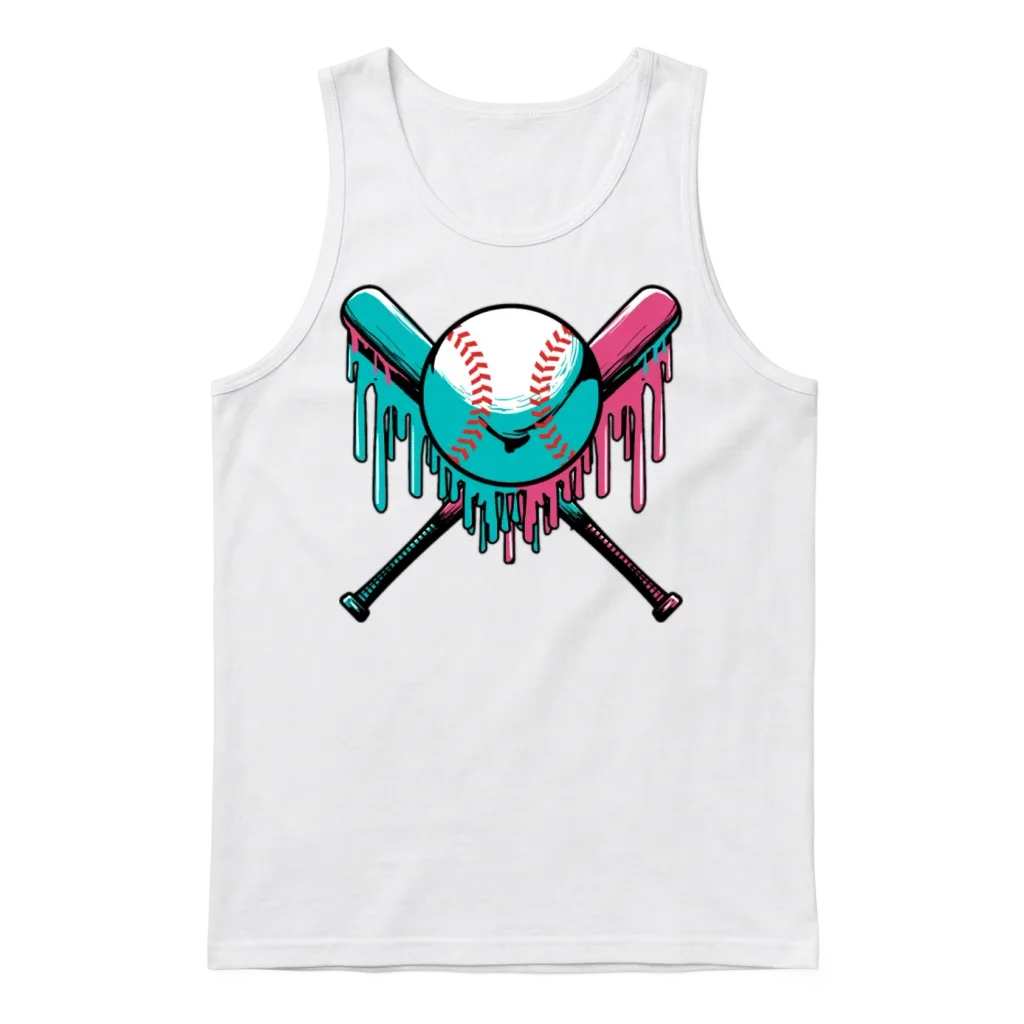 Baseball Drip Sprinkles Baseball Bat and Baseball Unisex Tank Top - White
