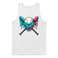 Baseball Drip Sprinkles Baseball Bat and Baseball Unisex Tank Top - White – 1