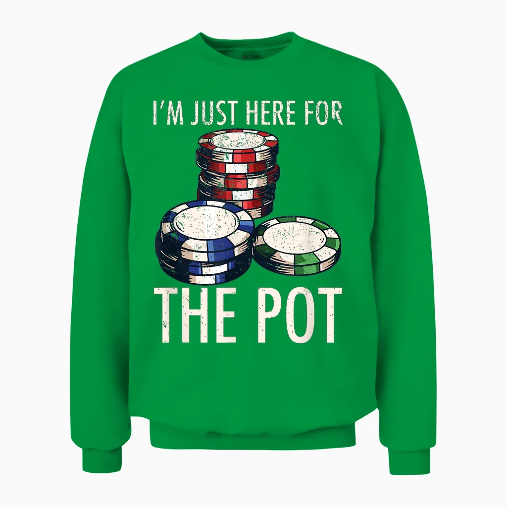 Poker T-Shirt Texas Hold'em Gambling Pot Cards Player Gift Unisex Sweatshirt in Irish Green
