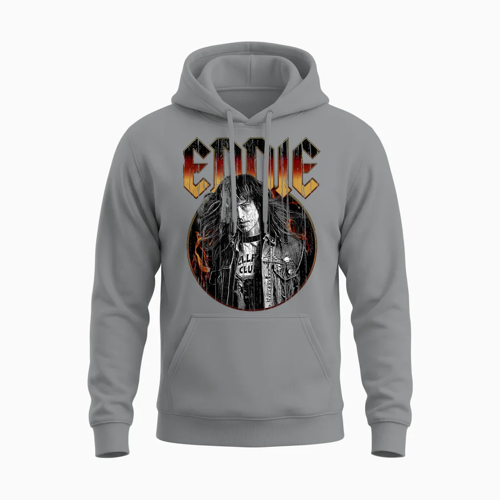 Stranger Things Eddie Munson Hellfire Club Vintage Unisex Hoodie in Sport Grey