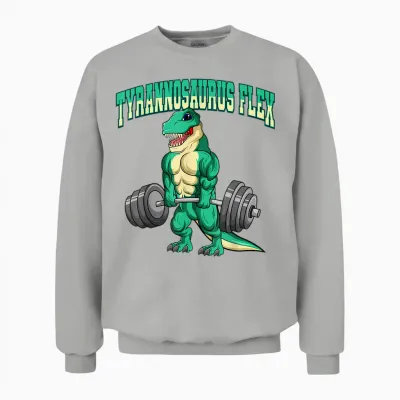 Lustige Workout Geschenkideen Bodybuilding Fitness Tyrannosaurus Flex Dino T-Rex T-Shirt, Schwarz, Kleinkind, Unisex, Kurzarm, T-Shirt, Fitness-T-Shirt Mit Tyrannosaurus-Design Unisex Sweatshirt - Ash