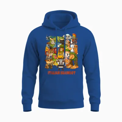 Italian Brainrot Meme Compilation Cute Comfortable Anime Style Unisex Hoodie - Royal