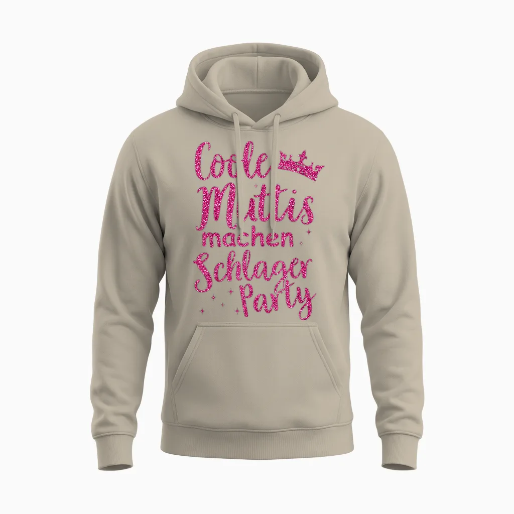 Schlager Music Costume Schlagerfan Schlager Music Party Girls T-Shirt, Black Unisex Hoodie in Sand