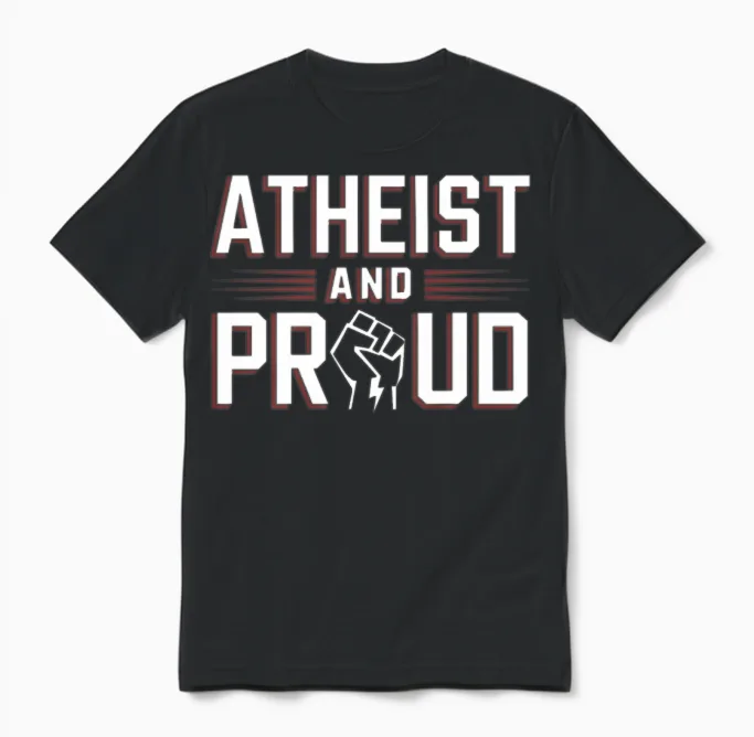 Atheist Skeptic Free Thinker and Secular Humanism Unisex T-Shirt in Black