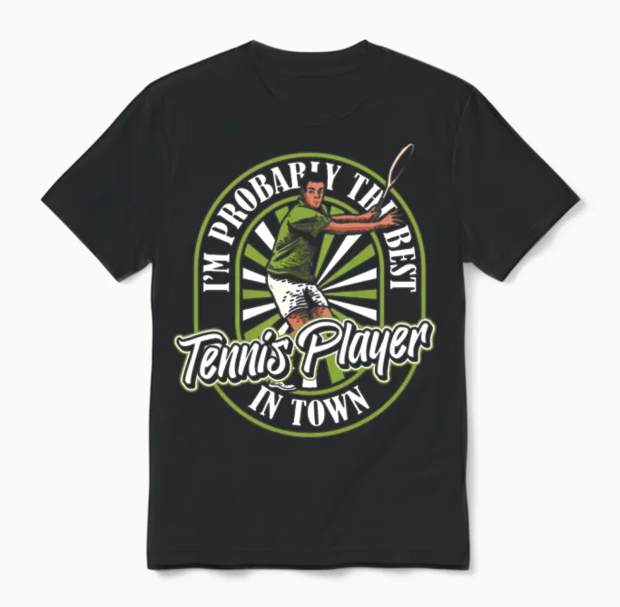 Tennis Funny Unisex T-Shirt in Black