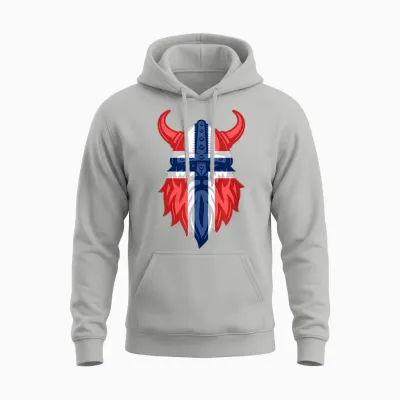 Norwegen 2026 Norwegische Flagge Fans Fjorde Outdoor Reisen Unisex Hoodie - Ash