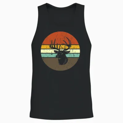 Deer Retro Unisex Tank Top - Black