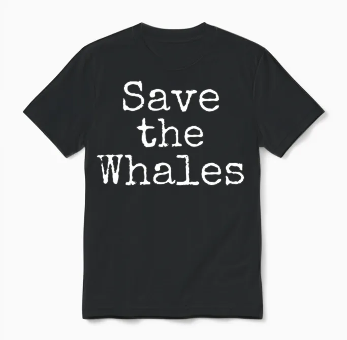 Save the Whales Ocean Conservation Unisex T-Shirt in Black