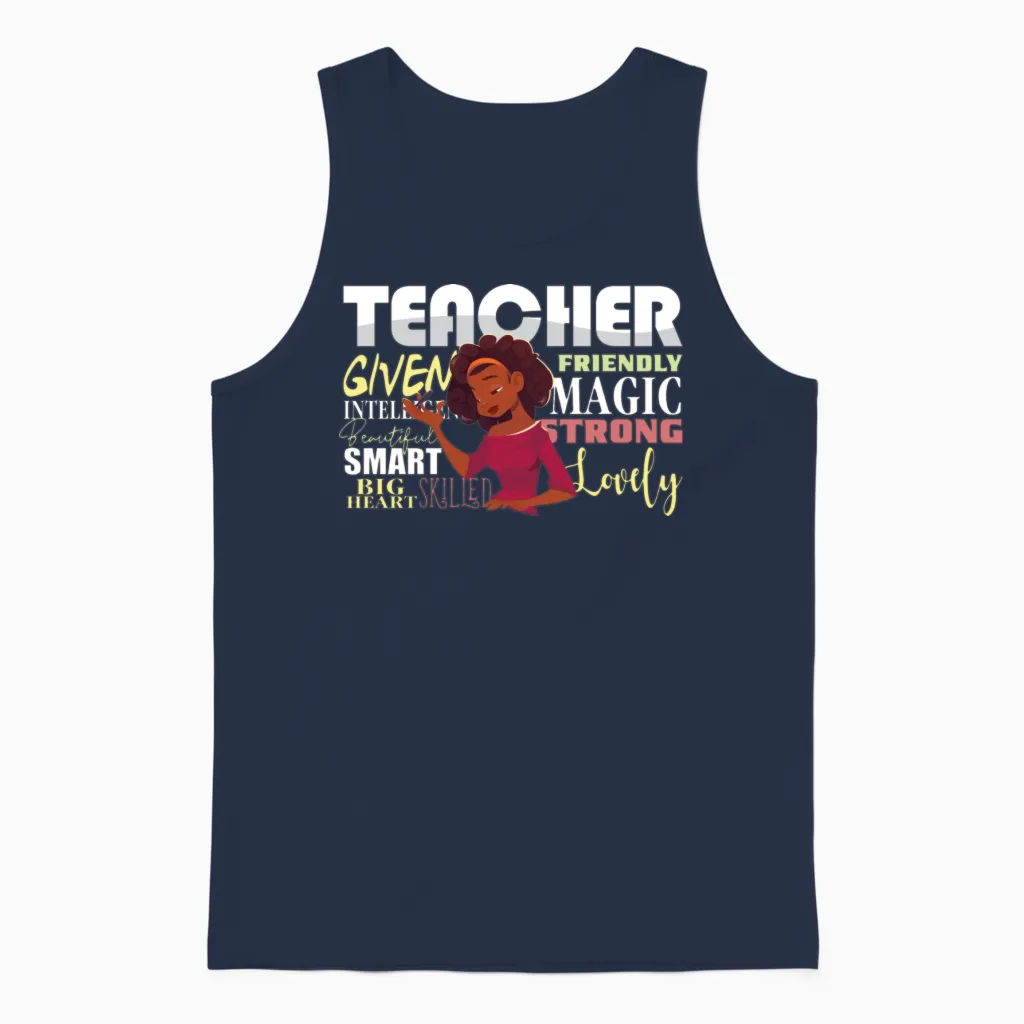 Hbcu Teacher Afro Historically Black College Unisex Tank Top in Navy