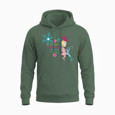 Dr. Seuss Cindy-Lou Who Good Short Sleeve Unisex Hoodie - Military Green