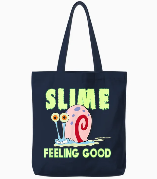 Gary the Snail - Slime Feeling Good Tote Bags in Navy