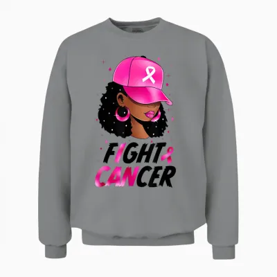 Black Girl Black Woman Breast Cancer Awareness Pink Ribbon Unisex Sweatshirt - Sport Grey