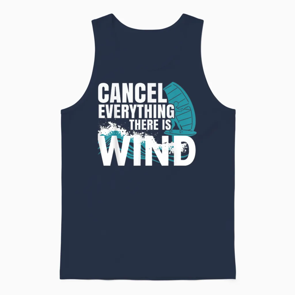 Wing Foil Wingboard T-Shirt, Black, S Unisex Tank Top in Navy