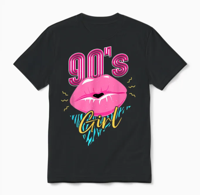 90er Jahre 90s Girl Unisex T-Shirt in Black