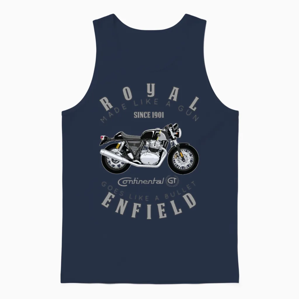 Royal Enfield Continental Gt Designs by Fashion Th Unisex Tank Top in Navy