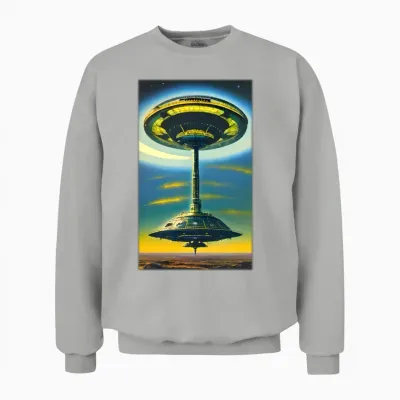 Ufo Retro Visitors Unisex Sweatshirt - Ash