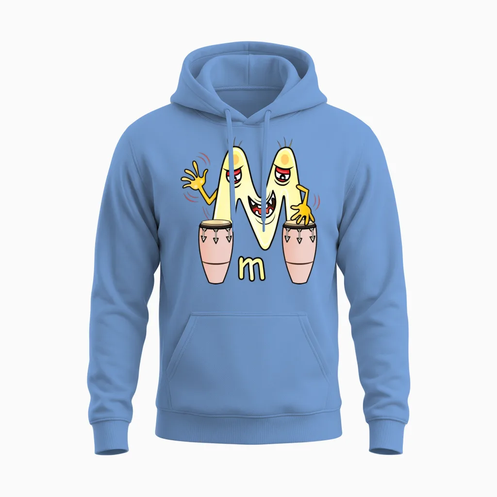 Funny Alphabet Lore Letter M Unisex Hoodie in Carolina Blue