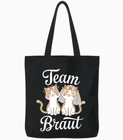 Team Braut Lustiges Katzen Jga Hochzeit Tote Bags - Black