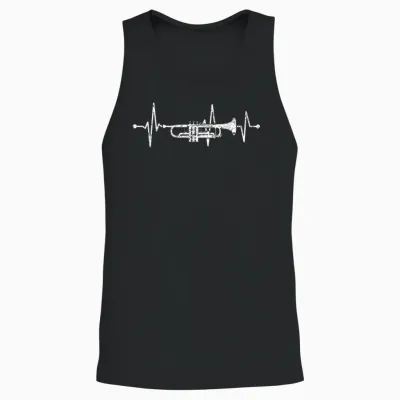 Trumpet Heartbeat Orchestra Musician Trumpeter T-Shirt, Black Unisex Tank Top - Black