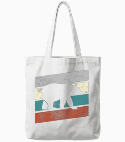 Bear Retro Tote Bags - White