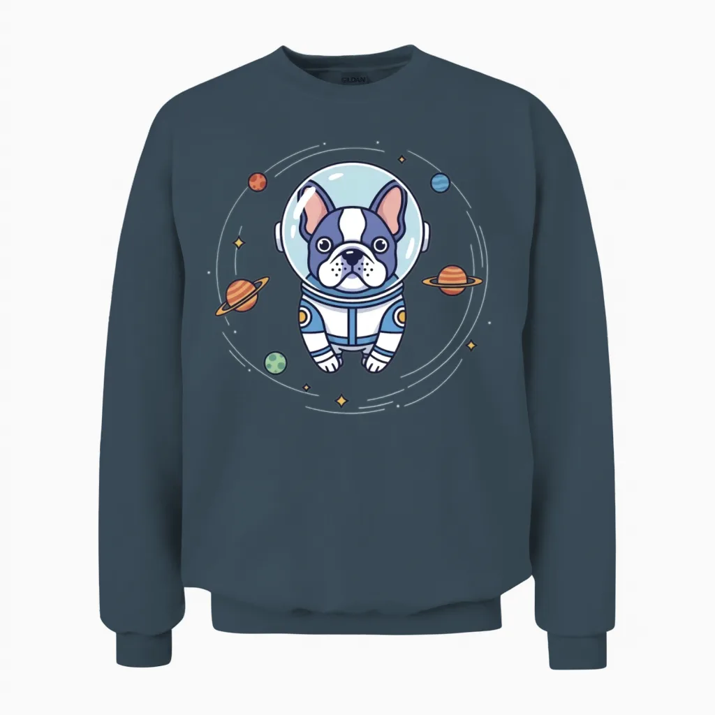 Cosmic Pup in Space Suit Unisex Sweatshirt in Dark Heather