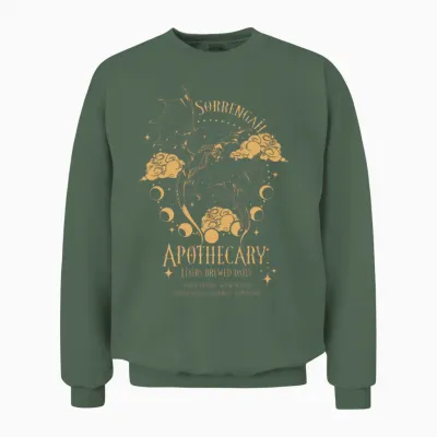Sorrengail Apothecary | Fourth Wing | Gold Unisex Sweatshirt - Military Green