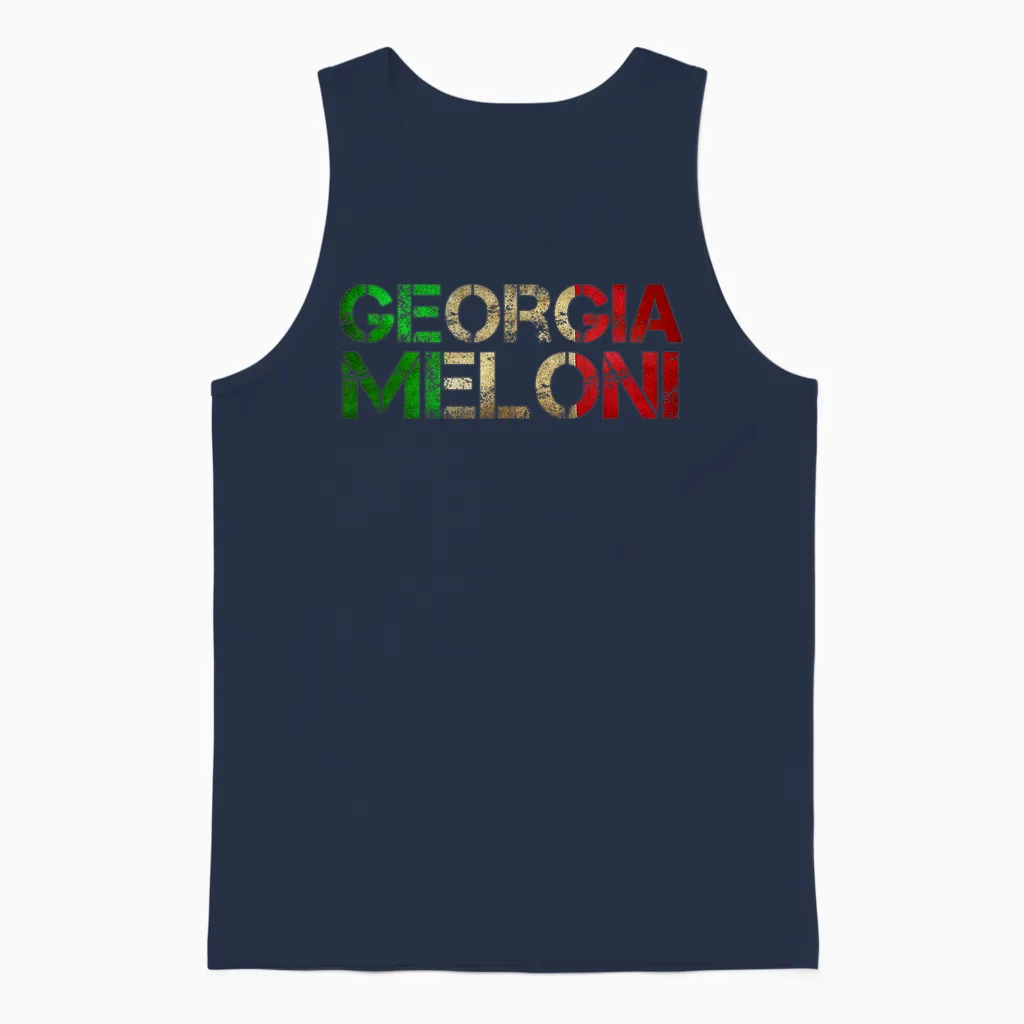 Georgia Meloni Italienische Heldenflagge Unisex Tank Top in Navy