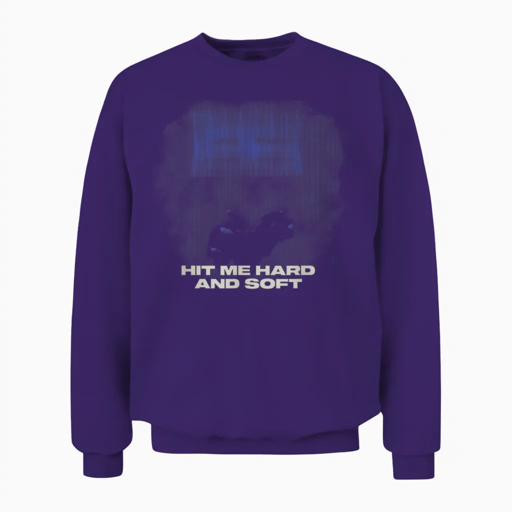 Official Billie Eilish Hit Me Hard and Soft Blue Photo Unisex Sweatshirt in Purple