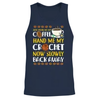 Coffee Lover Crocheter Crafter Crocheting Caffeine Unisex Tank Top - Navy – 2