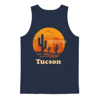 Tucson Arizona Retro Cactus Unisex Tank Top - Navy – 1