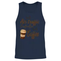 Half Air Traffic Controller Half Coffee Unisex Tank Top - Navy – 2