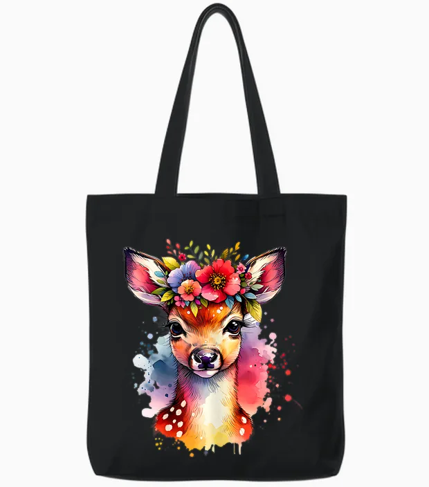 Trachtenshirt Kinder Mädchen Damen Hirsch Rehkitz Trachten Tote Bags in Black