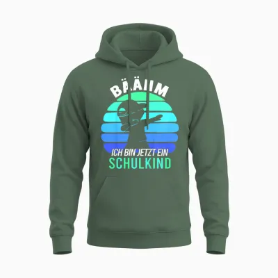 Kinder Bäähm!!! Schulkind 2026 Schuljunge Einschulung Junge Unisex Hoodie - Military Green