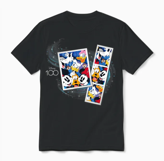 Disney 100 Anniversary Mickey and Pals Photo Booth D100 Unisex T-Shirt in Black