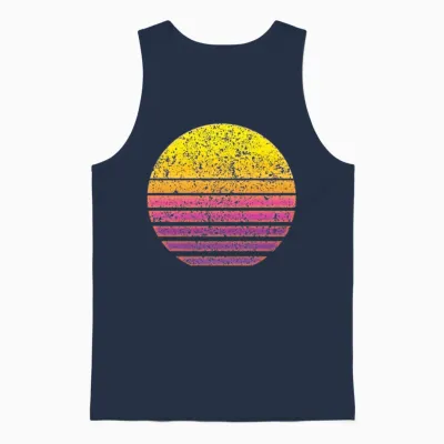 Sun Synthwave Retro Unisex Tank Top - Navy