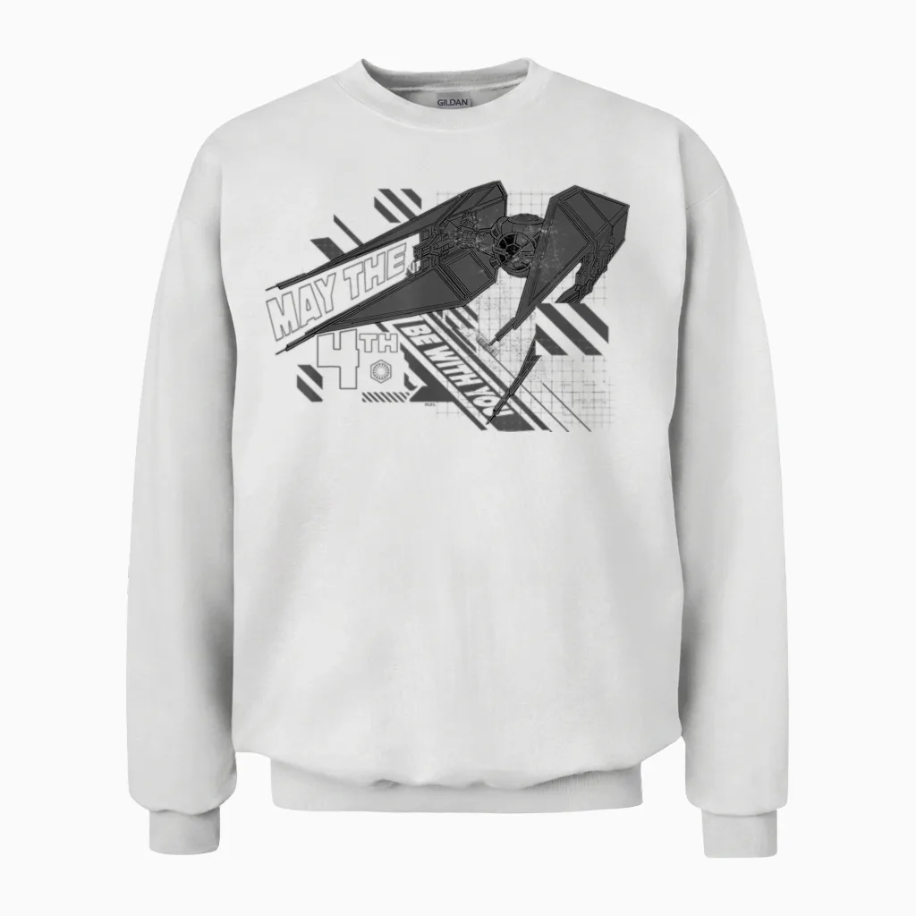 Star Wars Day May the 4th Be with You Kylo Ren Tie Fighter Unisex Sweatshirt in White